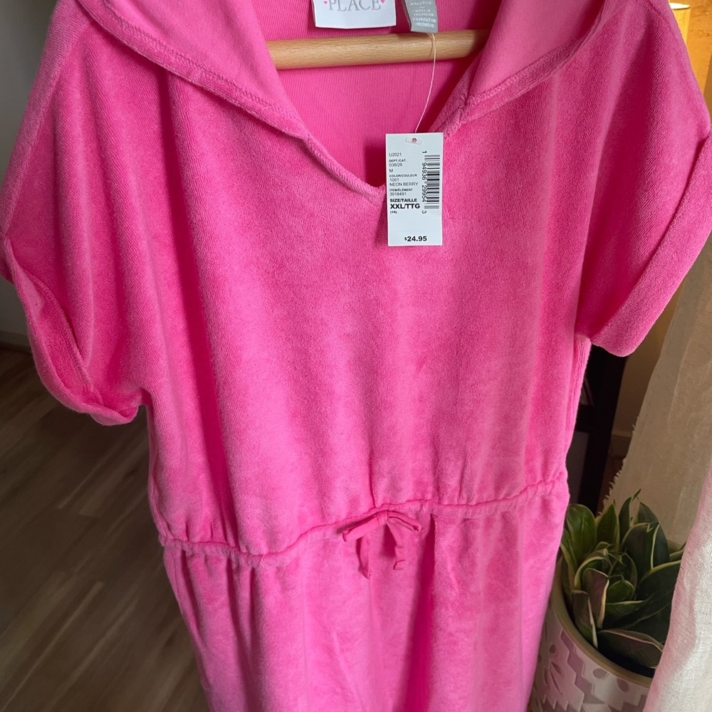 The Children's Place Pink Terrycloth Cover-Up Dress for Swim, Beach, Bath, NWT - Picture 2 of 7